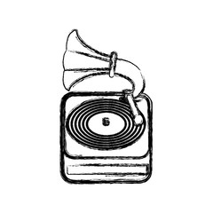 Sticker - Vintage gramophone music device icon vector illustration graphic design