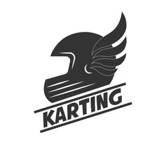 Wall Mural - Karting club or kart races sport helmet vector template icon