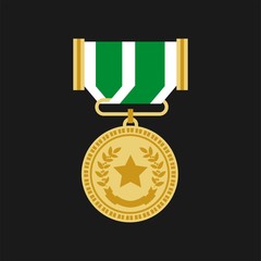 Wall Mural - Champion or veteran medal award chevron vector flat icon