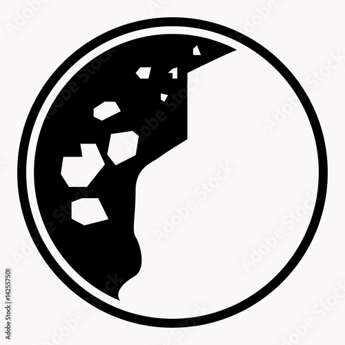 Fotografie, Obraz Attention rockfall or stone falling caution sign warning icon