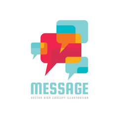 Message - vector logo template concept illustration. Speech bubble creative sign. Internet chat icon. Abstract mosaic. Geometric design element.