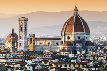 Poster - cathedral of santa maria del fiore dome at dusk, florence