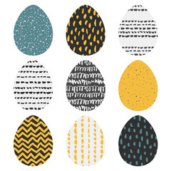 Wall Mural - Set of 9 handdrawn textured eggs