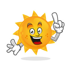 Wall Mural - Smart sun mascot, clever sun character, sun cartoon vector 
