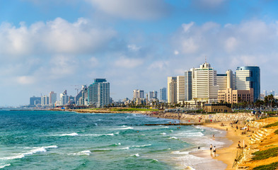 Poster - View of Alma Beach on the Mediterranean waterfront in Tel Aviv