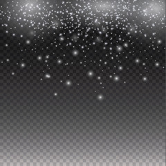 Wall Mural - Vector silver glitter particles background . Sparkling texture. Star dust sparks in explosion on transparent background