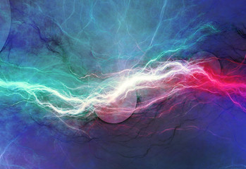 Wall Mural - blue electric lightning - abstract electrical background