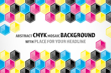Wall Mural - mosaic background from cmyk colored hexagons