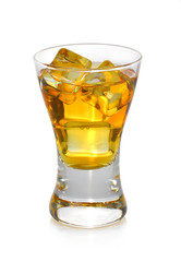 Wall Mural - Glass of whiskey isolated on white background