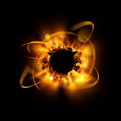 Wall Mural - abstract blurry atom explosion background. big bang. splash in ambient. neon background. glowing cov