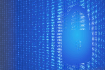 Poster - Binary data code background with lock icon