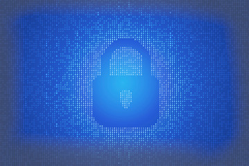 Poster - Binary data code background with lock icon