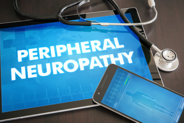 Poster - Peripheral neuropathy (neurological disorder) diagnosis medical concept on tablet screen with stethoscope