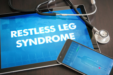 Poster - Restless leg syndrome (neurological disorder) diagnosis medical concept on tablet screen with stethoscope