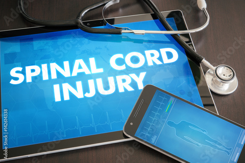 Cuadros en Lienzo Spinal cord injury (neurological disorder) diagnosis medical concept on tablet s
