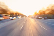 Driving high speed on urban street, zoom motion blur