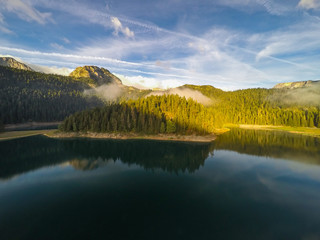 Wall Mural - Aerial view of Crno Jezero in Durmitor National Park in Montenegro