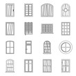 Plastic window forms icons set, outline style