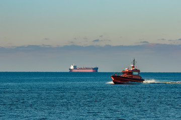 Sticker - Orange pilot ship moving fast from Baltic sea