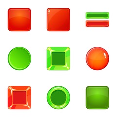 Poster - Glossy web button icons set, cartoon style