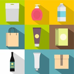 Poster - Container icons set, flat style