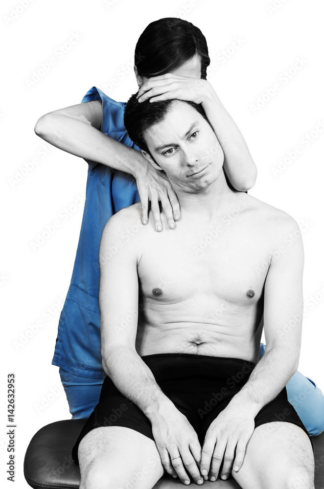 Cervical manipulation with axial compression in silhouette studio on ...