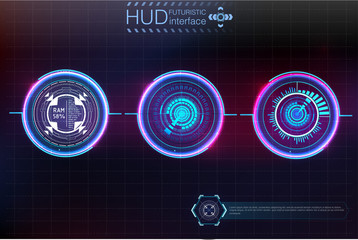 Poster - Abstract background with different elements of the hud. Hud elements. Vector illustration. Head-up display elements for Info-graphic elements.