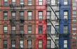 Manhattan, old apartment buildings with external fire escape ladders