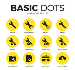 Sticker - Wrench flat icons vector set