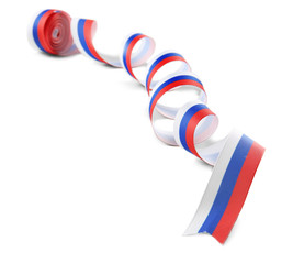 Wall Mural - Ribbon in colors of Russian flag on white background