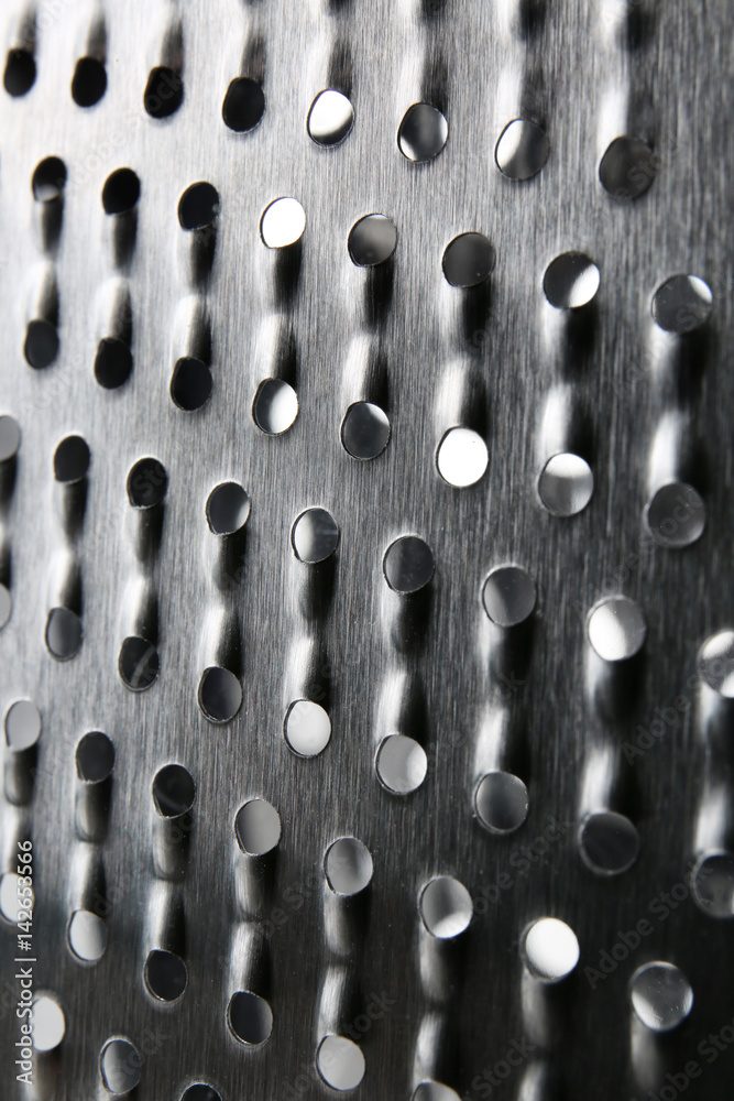 Closeup view of metal grater