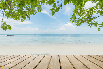 Beach with wooden terrace