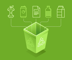 Aufkleber - Recycle concept - sorting and recycling different types of garbage
