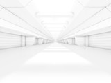 Fototapeta Panele - Abstract illuminated empty corridor interior. 3D rendering