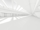 Fototapeta Panele - Abstract illuminated empty corridor interior. 3D rendering