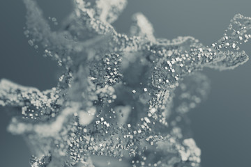 Poster - abstract 3d rendering of chaotic particles. flying cubes in empty space. dynamic shape. futuristic b
