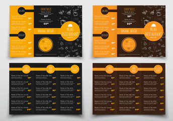Fototapete - Design of triple folding menus for cafes and restaurants.