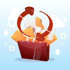 Poster - Open Briefcase Paper Document Cloud Storage Database Synchronization Business Concept Flat Vector Illustration