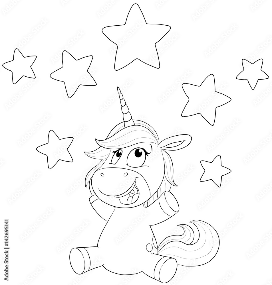 Niedliches Einhorn Mit Sternen Vektorillustration Stock Niedliches Einhorn Mit Sternen Vektorillustration Stock