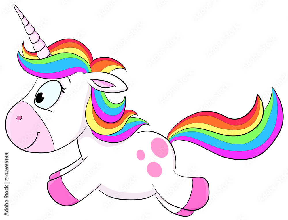 Konturgeschnittene Aufkleber Niedliches Einhorn Vektor-Illustration