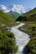 Summer landscape with a mountain river in Svaneti