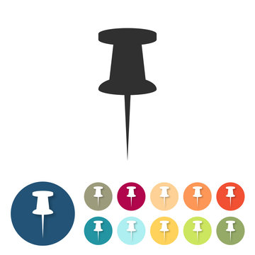 Button-Set bunt flach - Pinwand Nadel