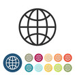 © Daniel Berkmann - Button-Set bunt flach - Globus Breitengrade