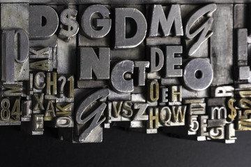 Wall Mural - Historical letterpress types, also called as lead letters. These kind of letters were used in Gutenberg presses. These letters were the beginning of typography. And were used in typesetting