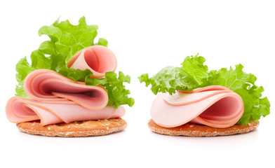 Wall Mural - sandwich with pork ham on white background  cutout