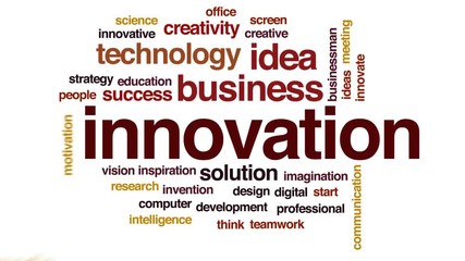 Poster - Innovation animated word cloud, text design animation.