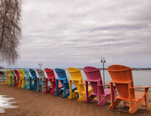Adirondack Chairs On The Shore Of The Saint Lawrence River