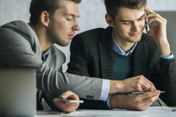 Poster - Attractive white guys at workplace