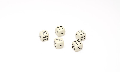 White dice isolated on white background. game abstract.