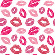 Female lips hearts seamless pattern
